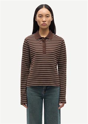Samia ls polo 15888 Coffee Brown Stripe Samsøe